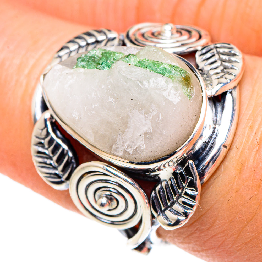 Green Tourmaline In Quartz Rings handcrafted by Anasilvercos - RING94994