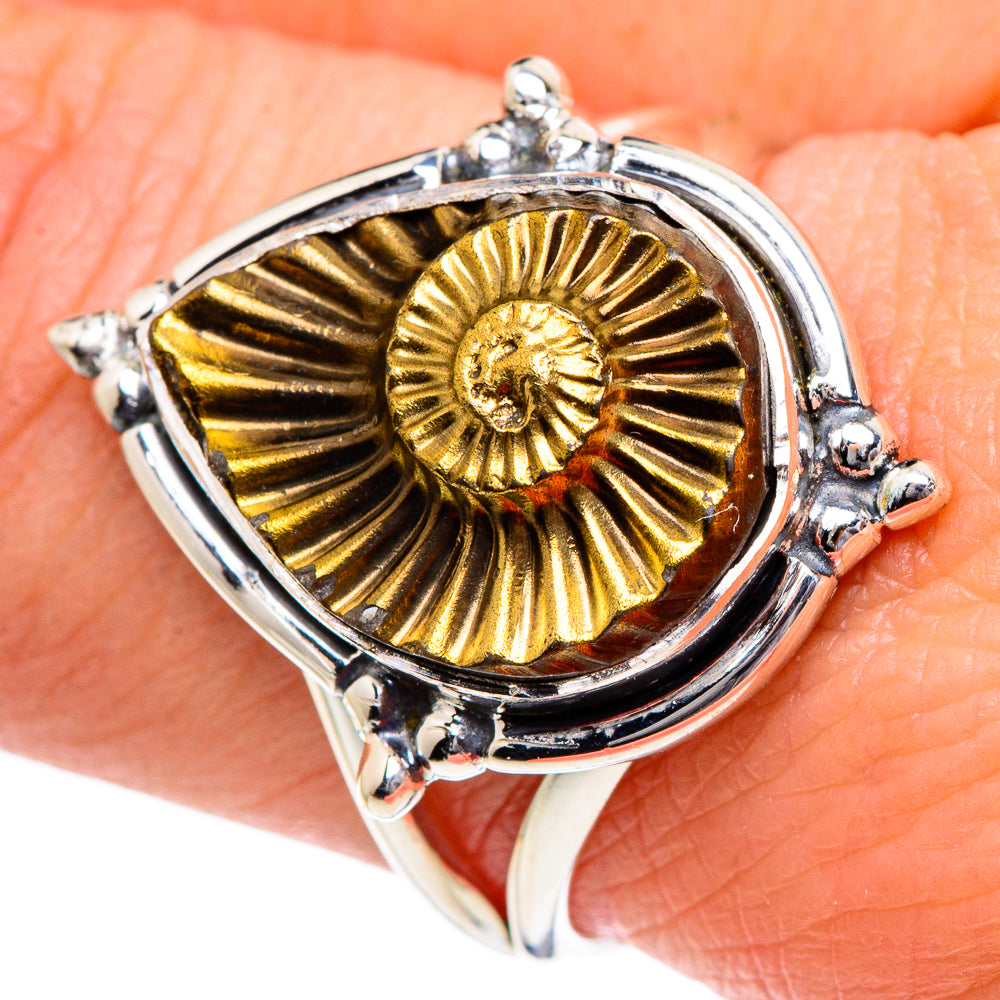 Pyrite Fossil Rings handcrafted by Anasilvercos - RING95006