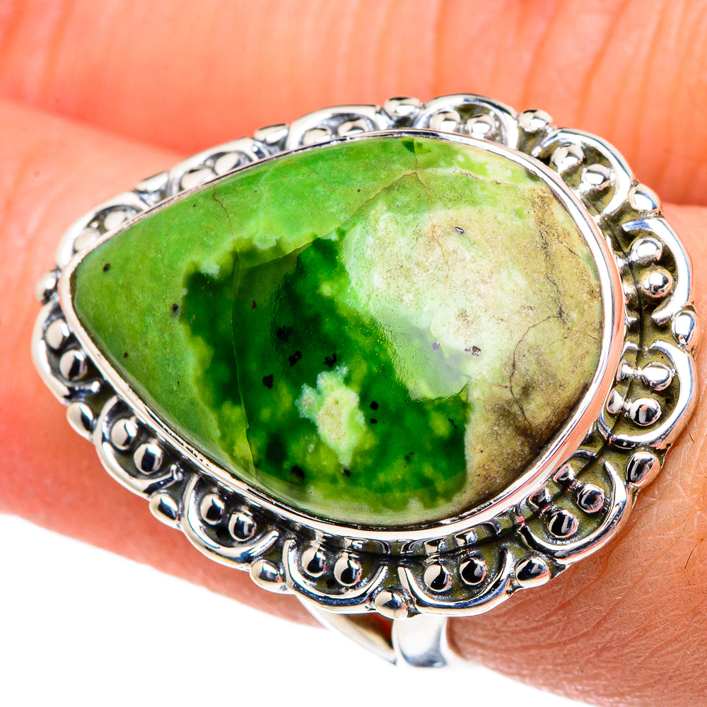 Australian Green Opal Rings handcrafted by Anasilvercos - RING95034