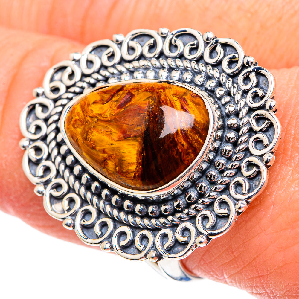 Golden Pietersite Rings handcrafted by Anasilvercos - RING95091
