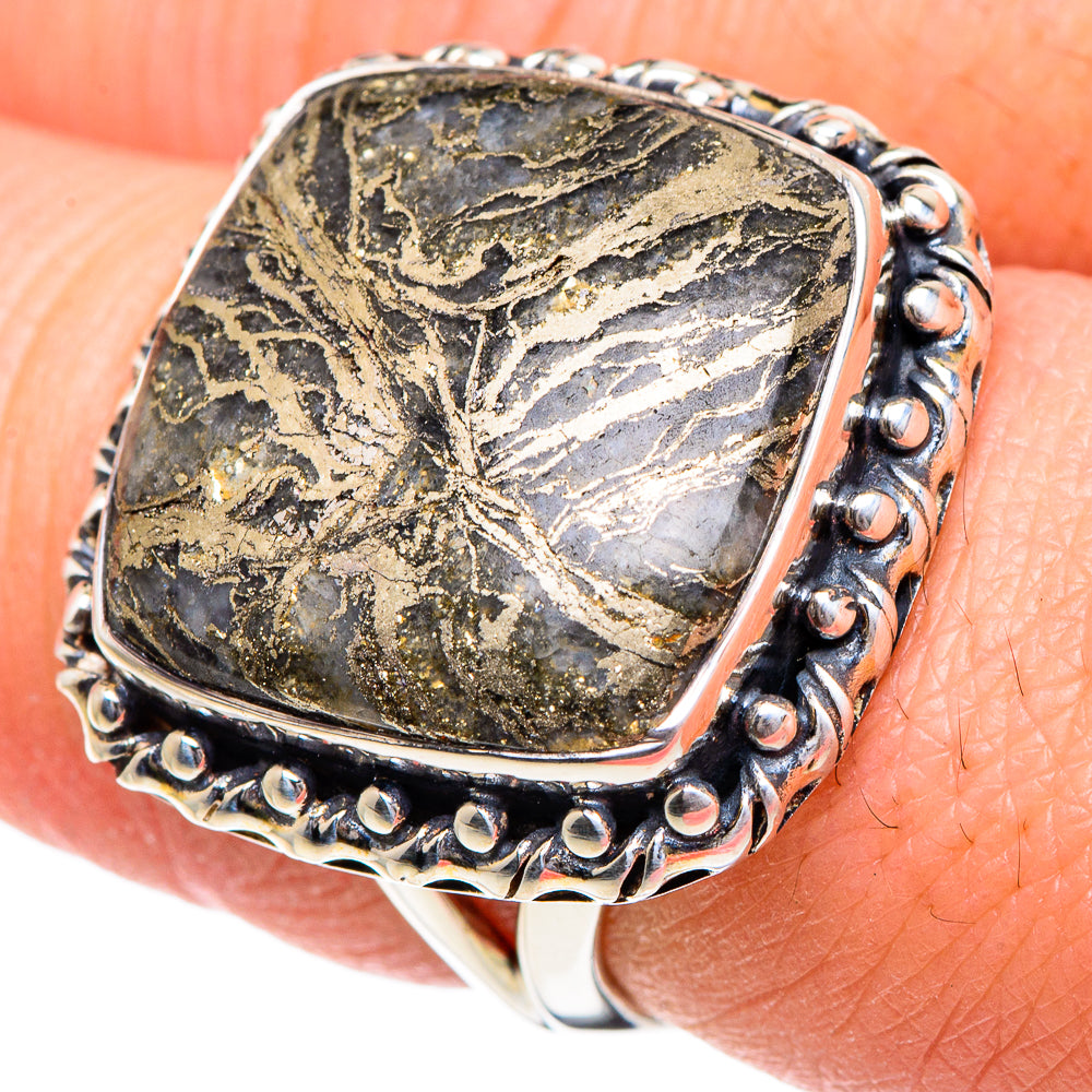 Pyrite Agate Rings handcrafted by Anasilvercos - RING95182