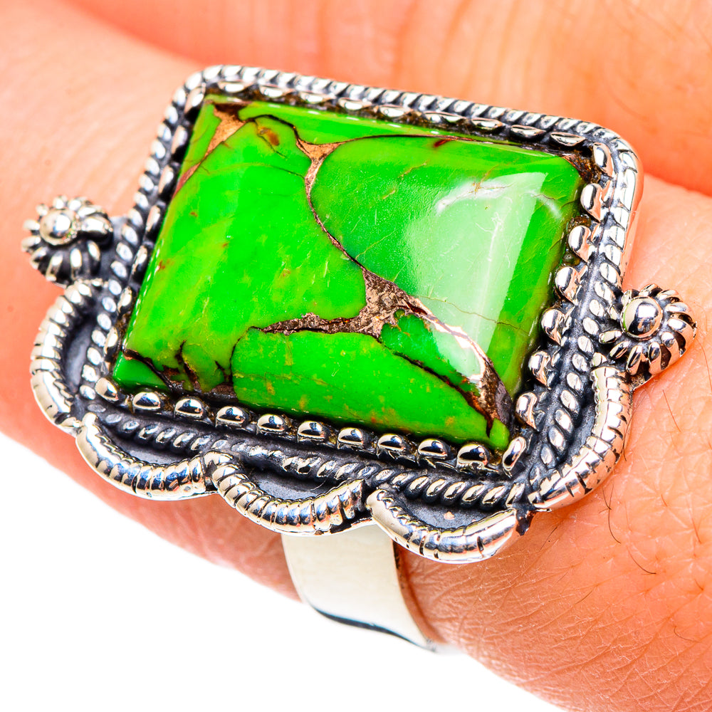 Green Copper Composite Turquoise Rings handcrafted by Anasilvercos - RING95219