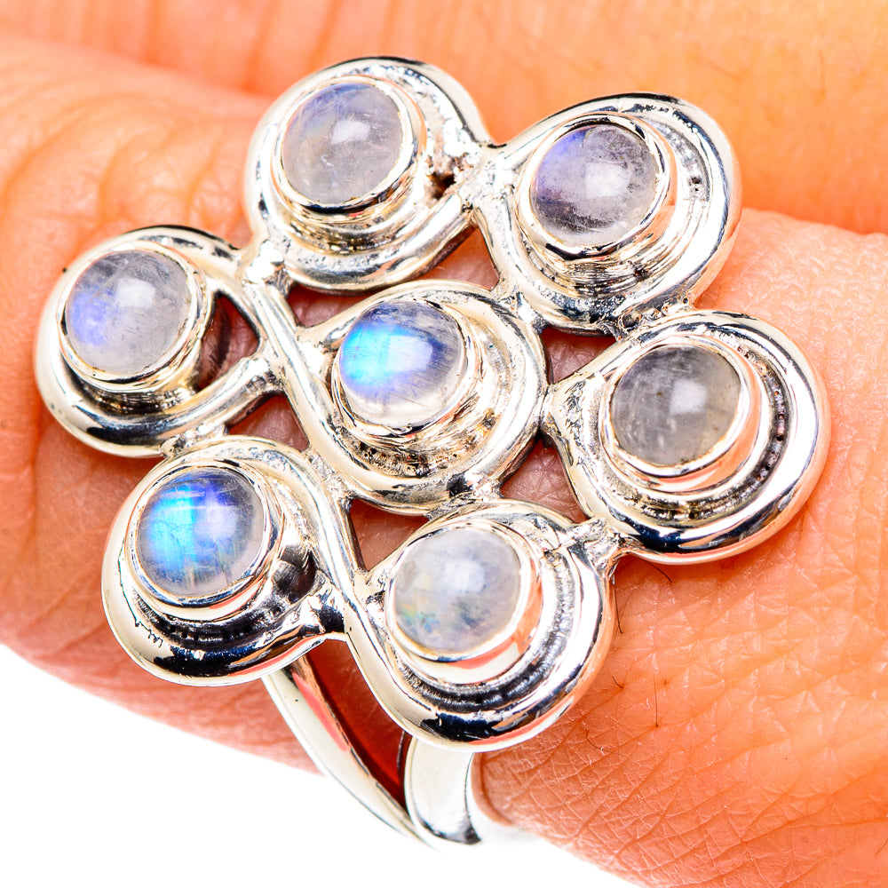 Rainbow Moonstone Rings handcrafted by Anasilvercos - RING95232