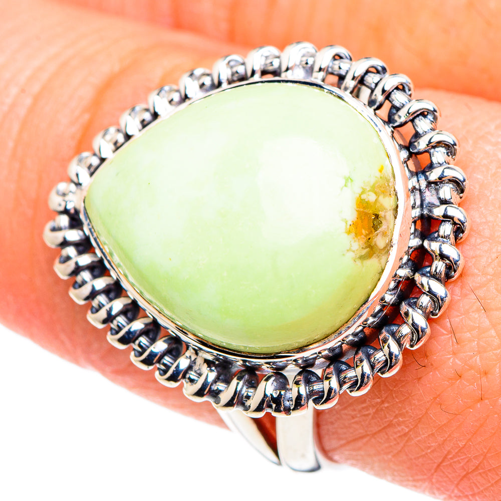 Lemon Chrysoprase Rings handcrafted by Anasilvercos - RING95236