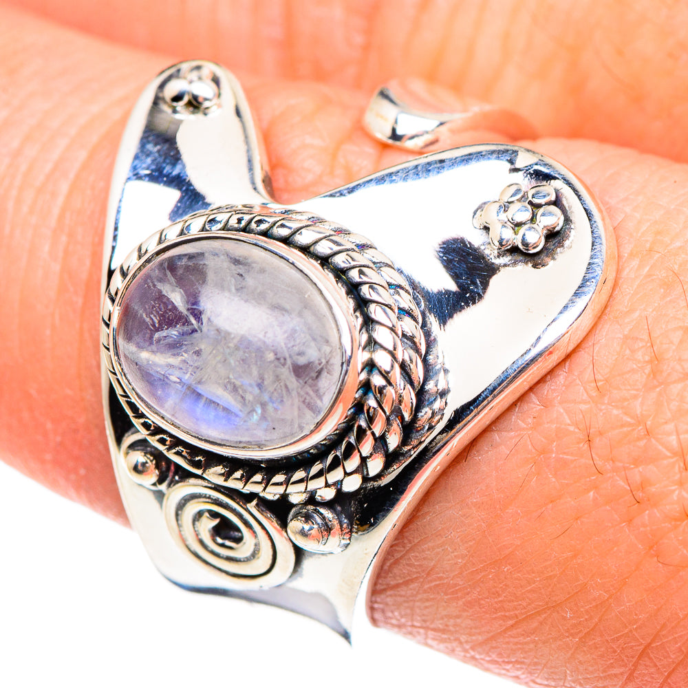 Rainbow Moonstone Rings handcrafted by Anasilvercos - RING95253
