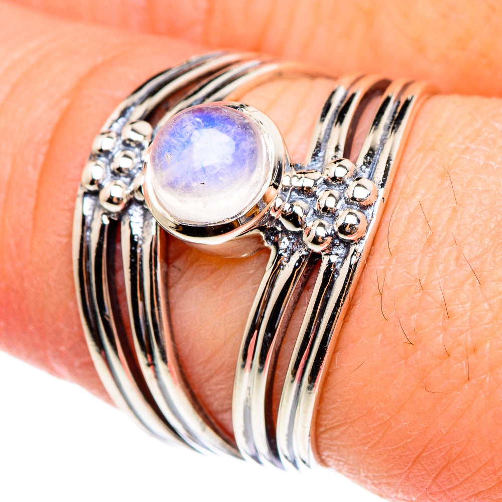 Rainbow Moonstone Rings handcrafted by Anasilvercos - RING95265