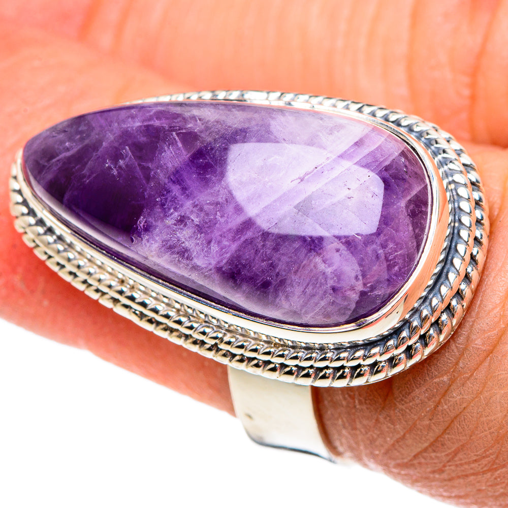 Chevron Amethyst Rings handcrafted by Anasilvercos - RING95326