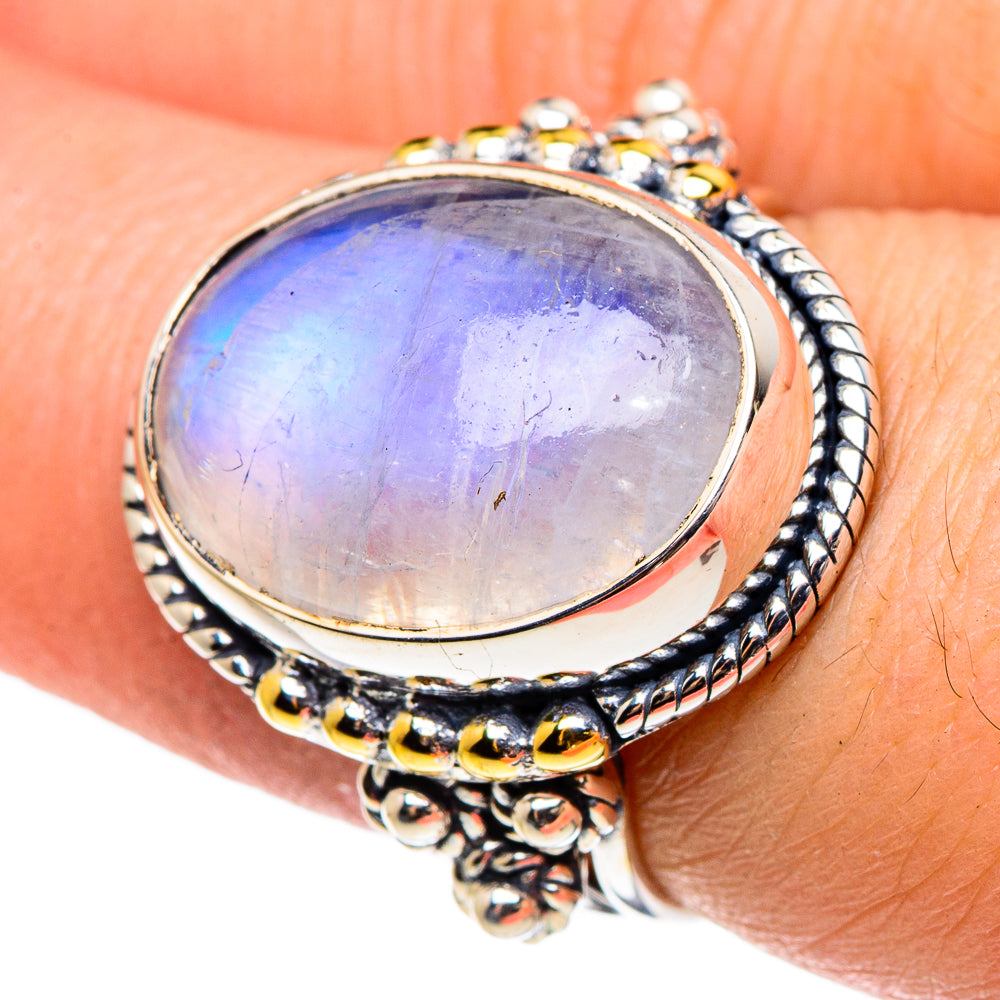 Rainbow Moonstone Rings handcrafted by Anasilvercos - RING95594