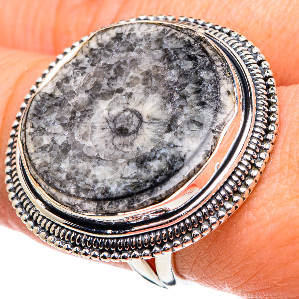 Goniatite Fossil Rings handcrafted by Anasilvercos - RING95683