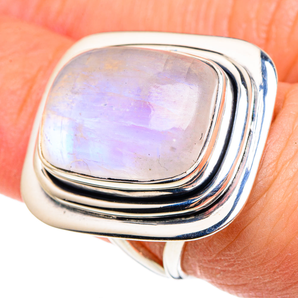 Rainbow Moonstone Rings handcrafted by Anasilvercos - RING95783