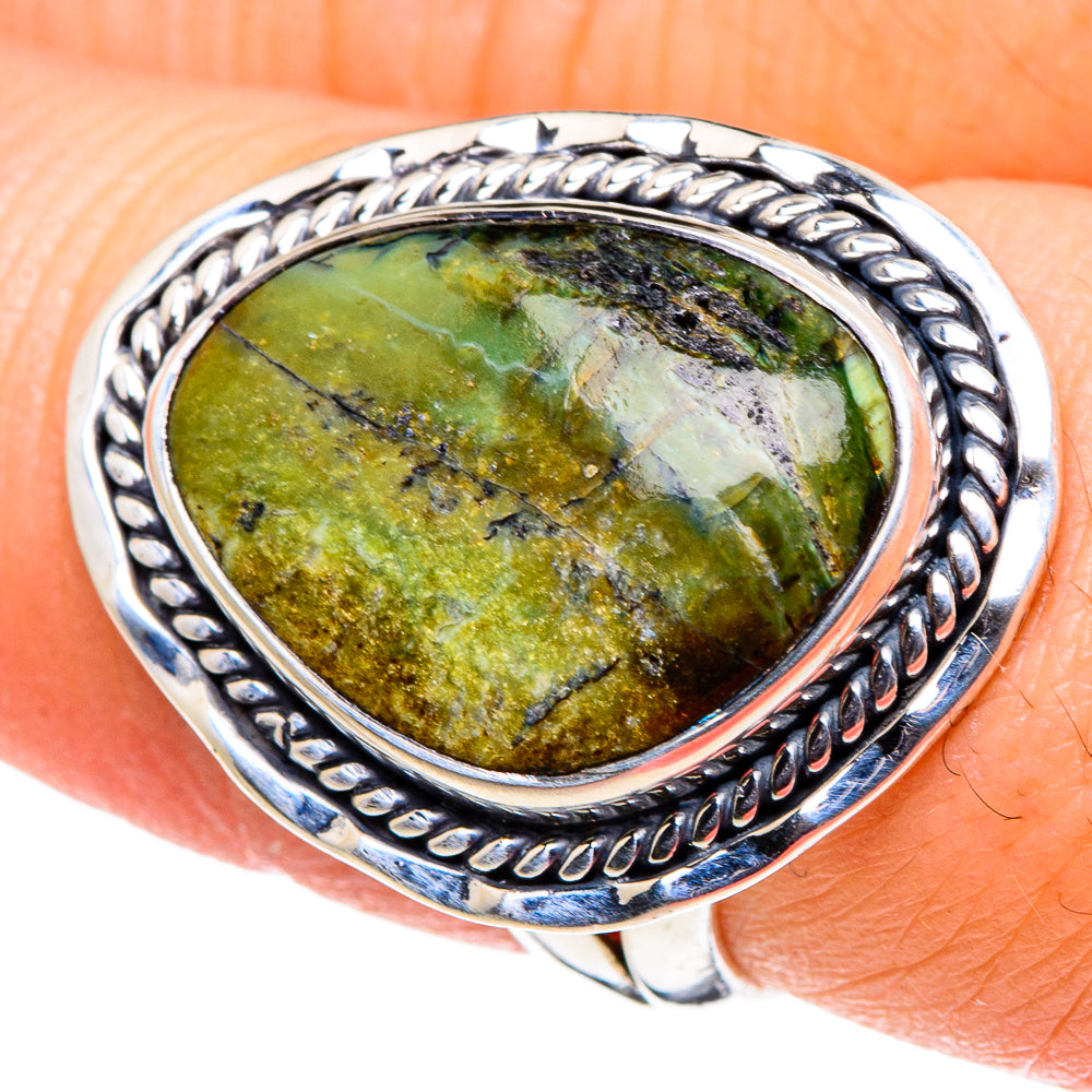African Green Opal Rings handcrafted by Anasilvercos - RING95858