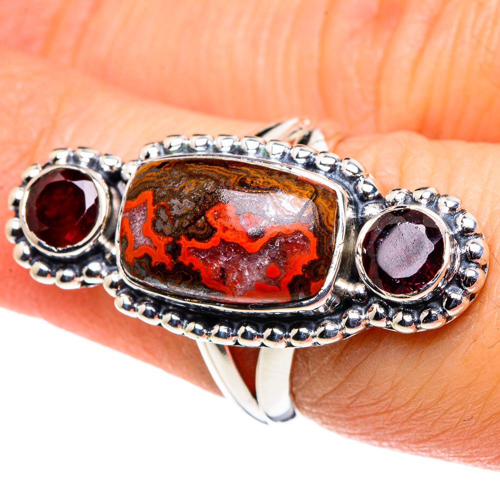 Morocco Agate, Garnet Rings handcrafted by Anasilvercos - RING95882