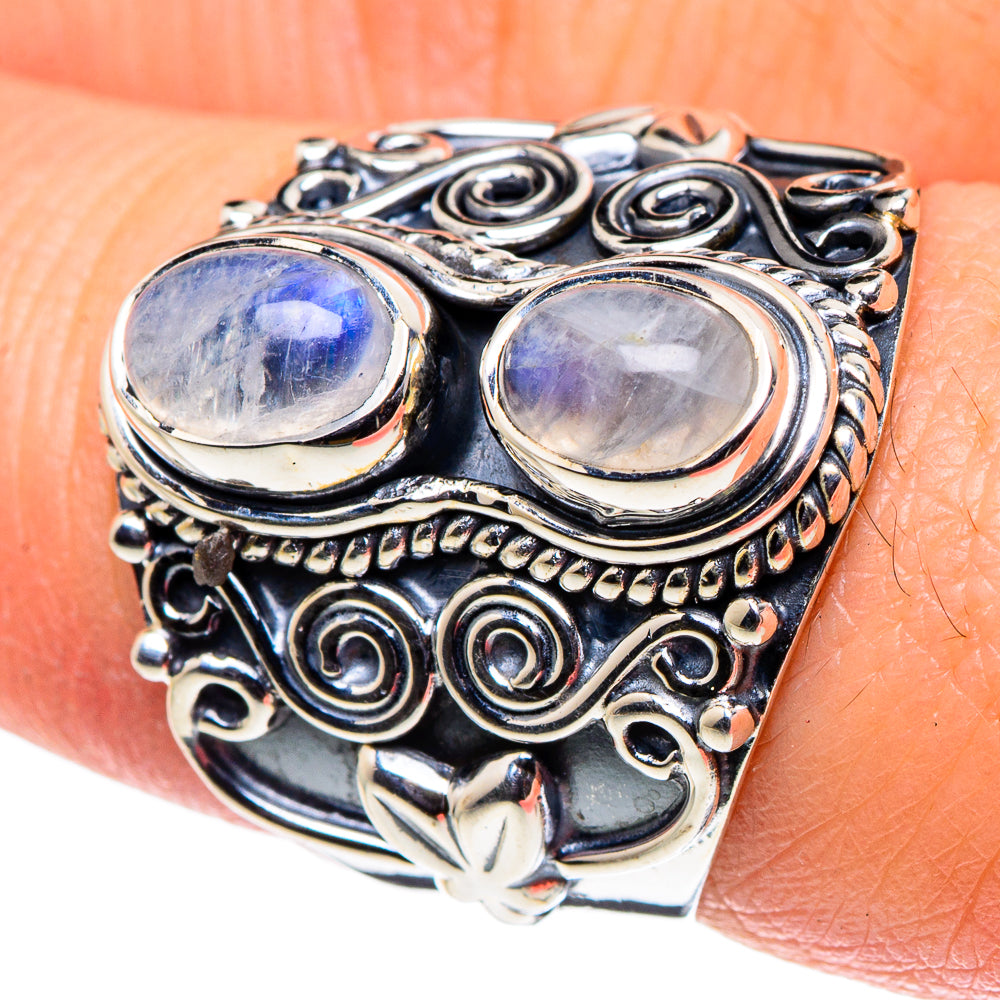 Rainbow Moonstone Rings handcrafted by Anasilvercos - RING95889