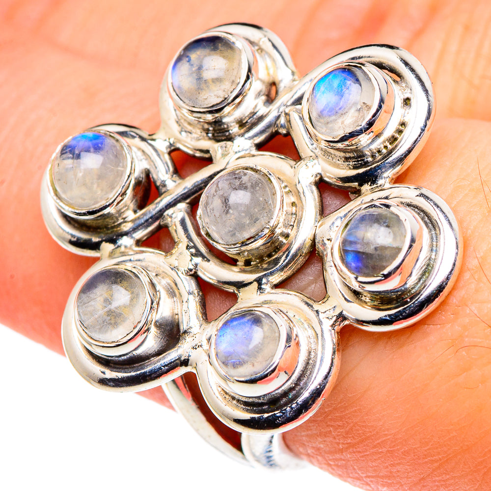 Rainbow Moonstone Rings handcrafted by Anasilvercos - RING95920