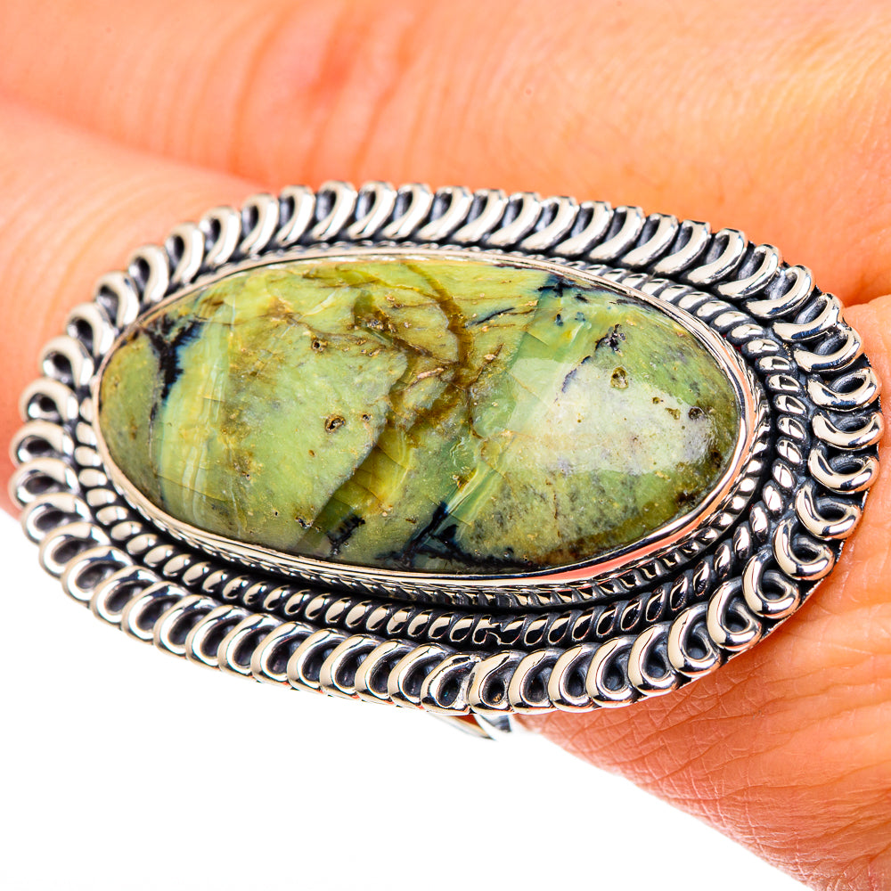 African Green Opal Rings handcrafted by Anasilvercos - RING95955