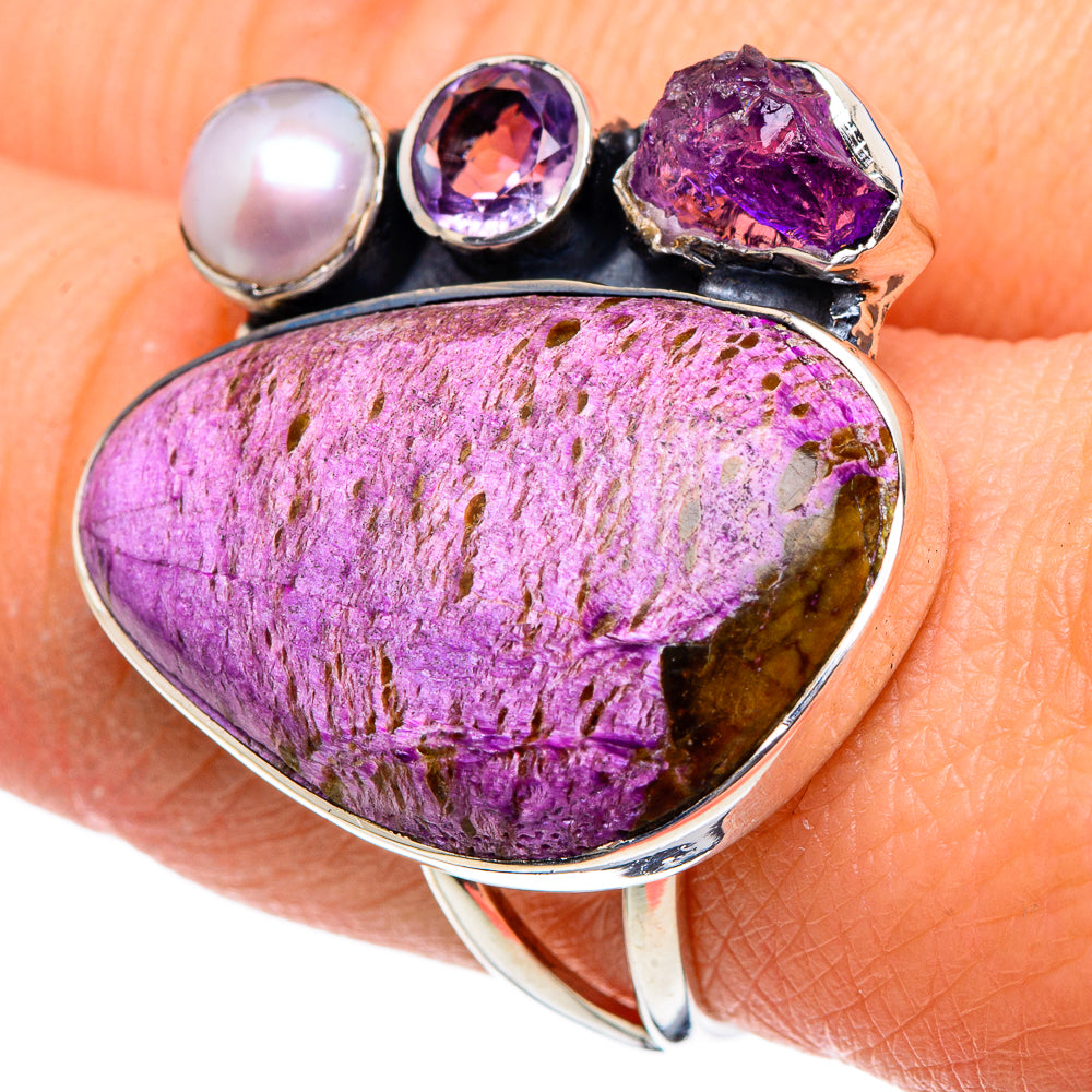Stichtite, Amethyst, Cultured Pearl Rings handcrafted by Anasilvercos - RING95975