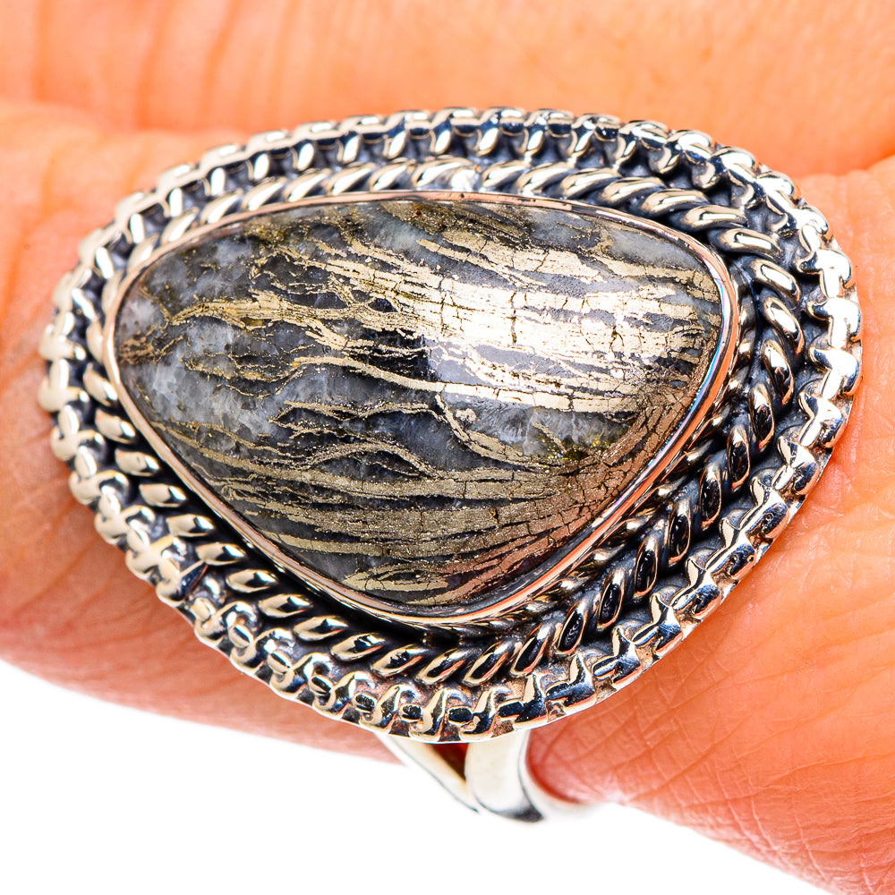 Pyrite Agate Rings handcrafted by Anasilvercos - RING95976
