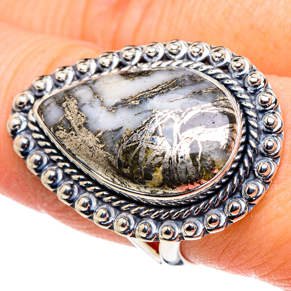 Pyrite Agate Rings handcrafted by Anasilvercos - RING95977