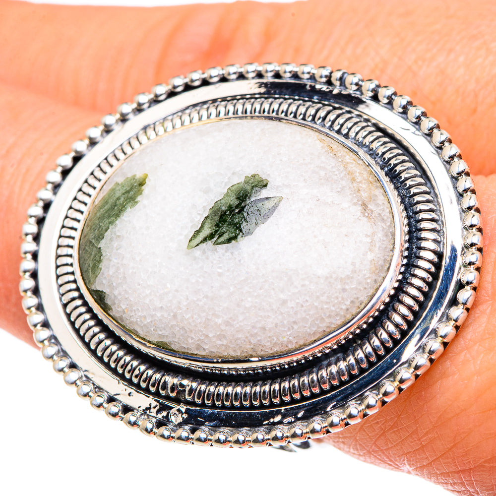 Green Tourmaline In Quartz Rings handcrafted by Anasilvercos - RING95984