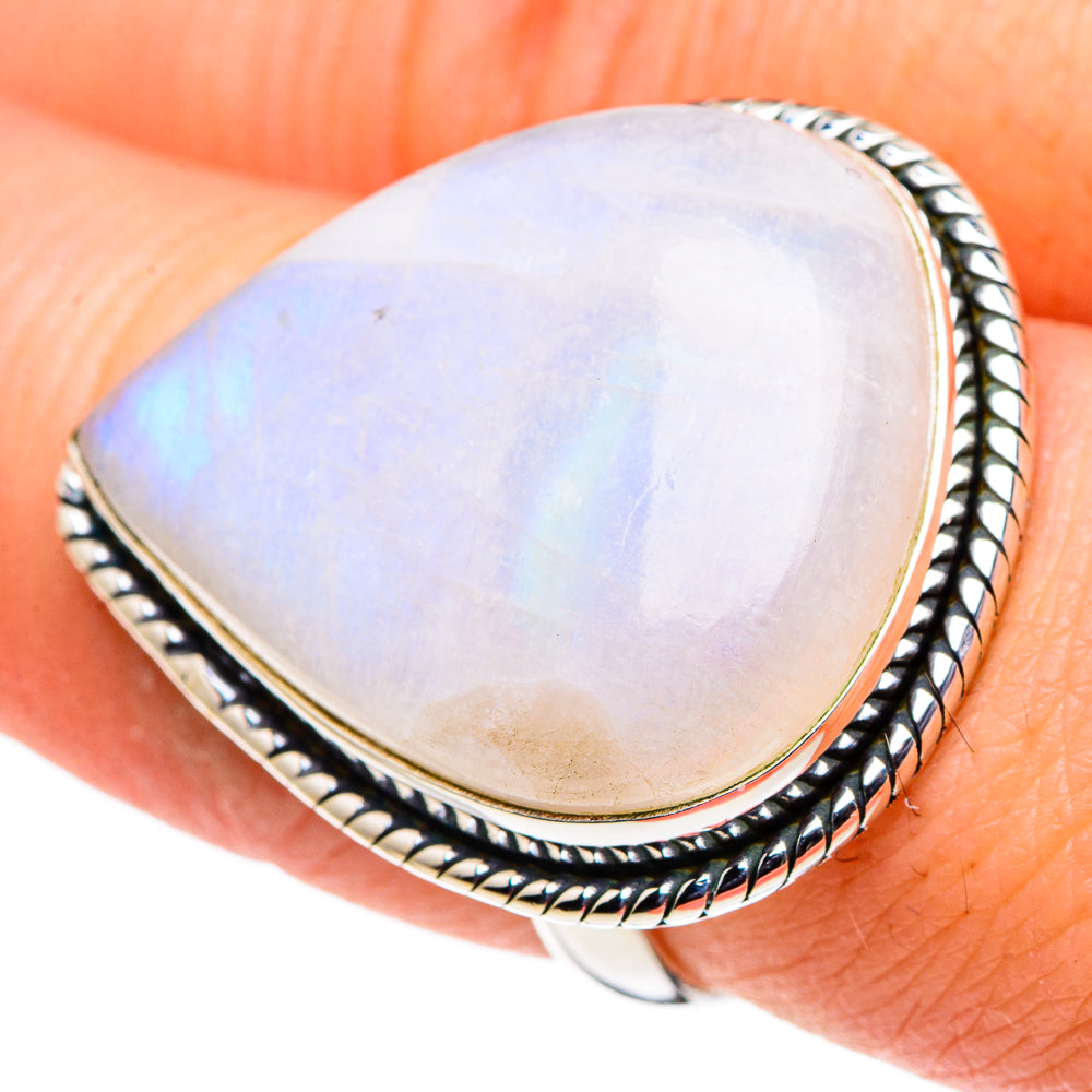 Rainbow Moonstone Rings handcrafted by Anasilvercos - RING96023