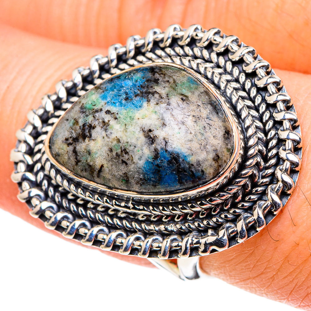 K2 Blue Azurite Rings handcrafted by Anasilvercos - RING96034