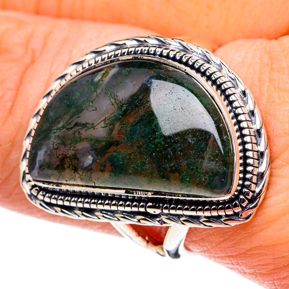 Green Moss Agate Rings handcrafted by Anasilvercos - RING96082