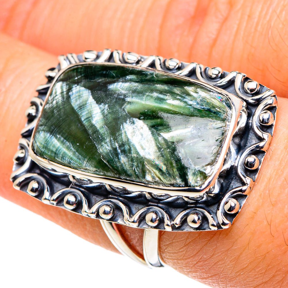 Seraphinite Rings handcrafted by Anasilvercos - RING96115