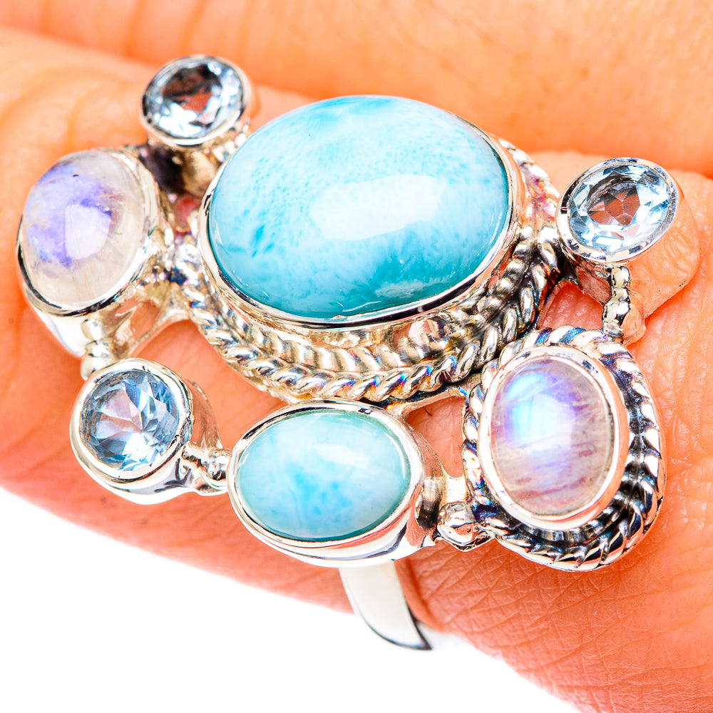 Aquamarine, Larimar, Tanzanite Rings handcrafted by Anasilvercos - RING96305