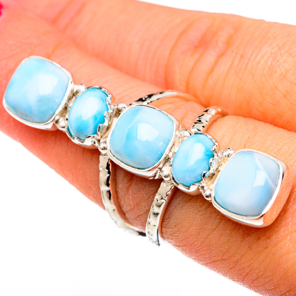 Larimar, Blue Topaz Rings handcrafted by Anasilvercos - RING96356