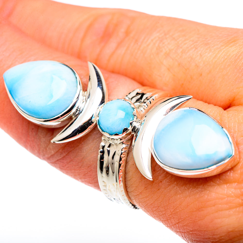 Larimar, Blue Topaz Rings handcrafted by Anasilvercos - RING96358