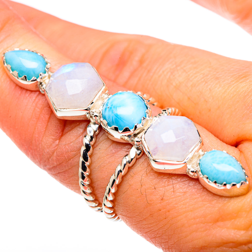 Larimar, London Blue Topaz Rings handcrafted by Anasilvercos - RING96359