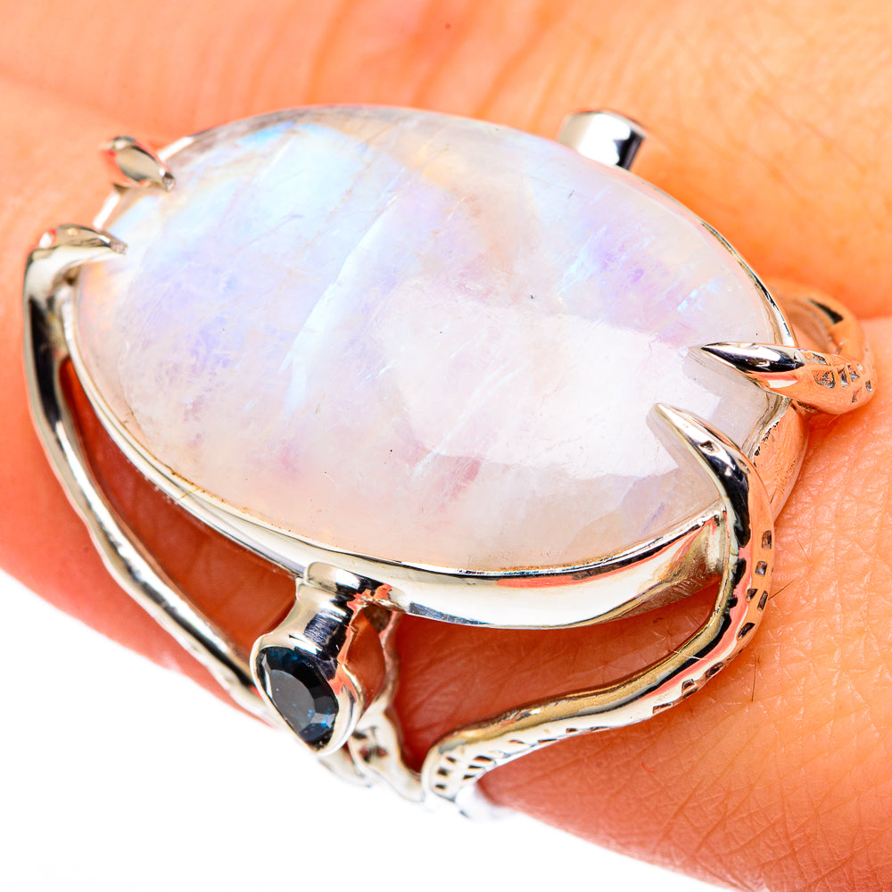 Rainbow Moonstone Rings handcrafted by Anasilvercos - RING96376