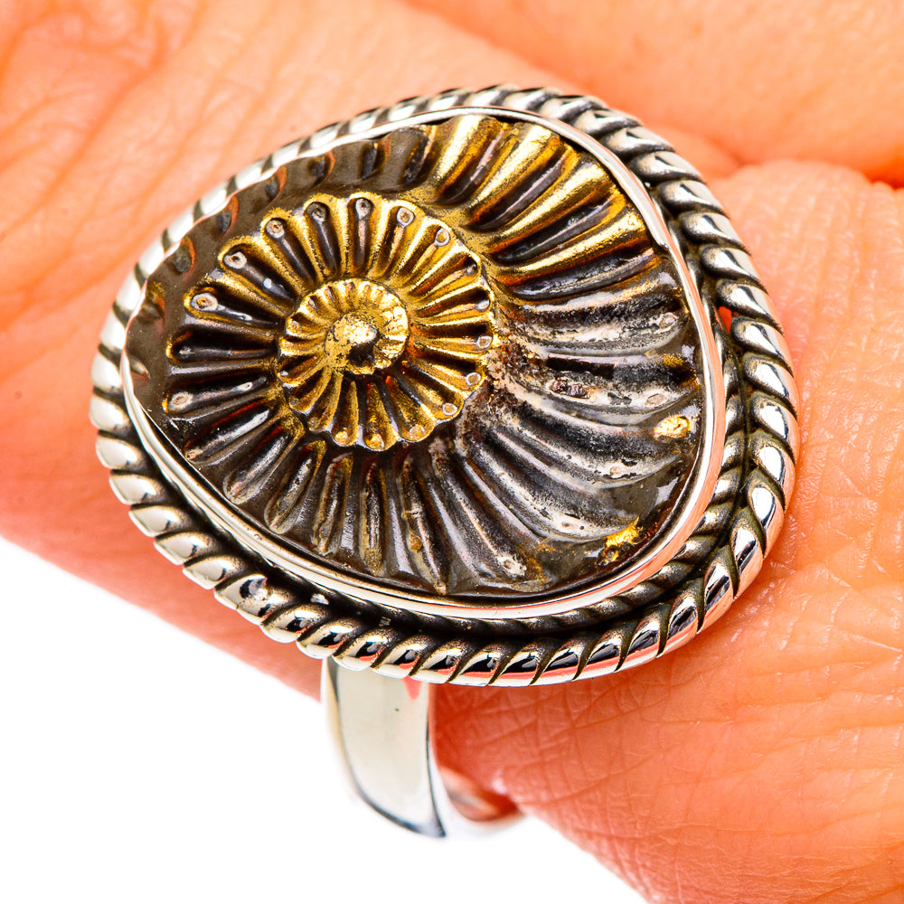 Pyrite Fossil Rings handcrafted by Anasilvercos - RING96442
