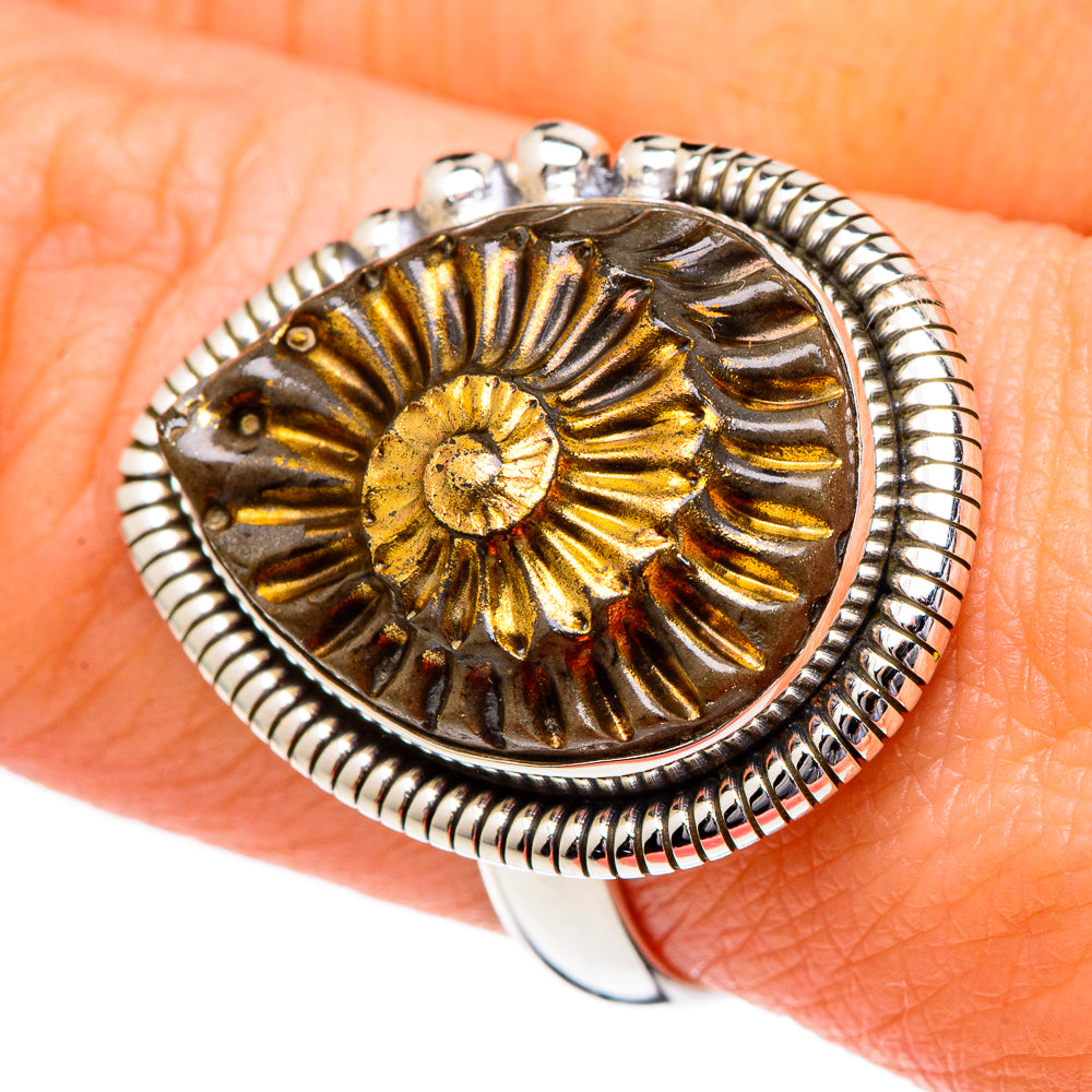 Pyrite Fossil Rings handcrafted by Anasilvercos - RING96534