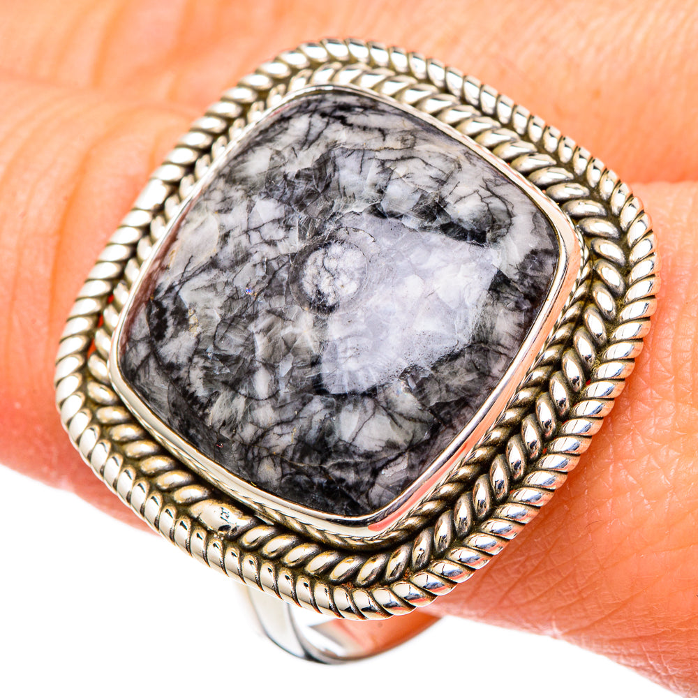 Moroccan Goniatite Fossil Rings handcrafted by Anasilvercos - RING96565