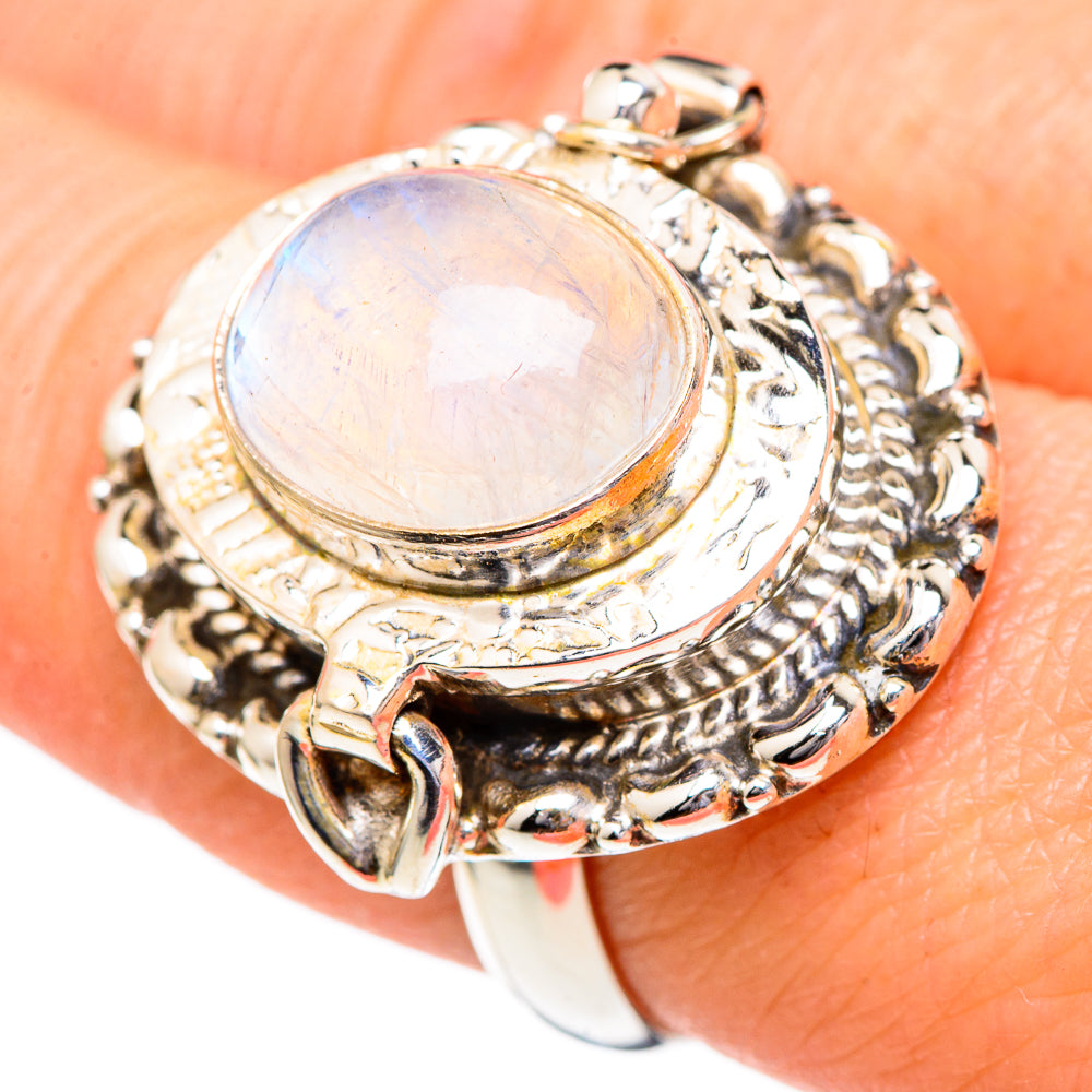 Rainbow Moonstone Rings handcrafted by Anasilvercos - RING96701