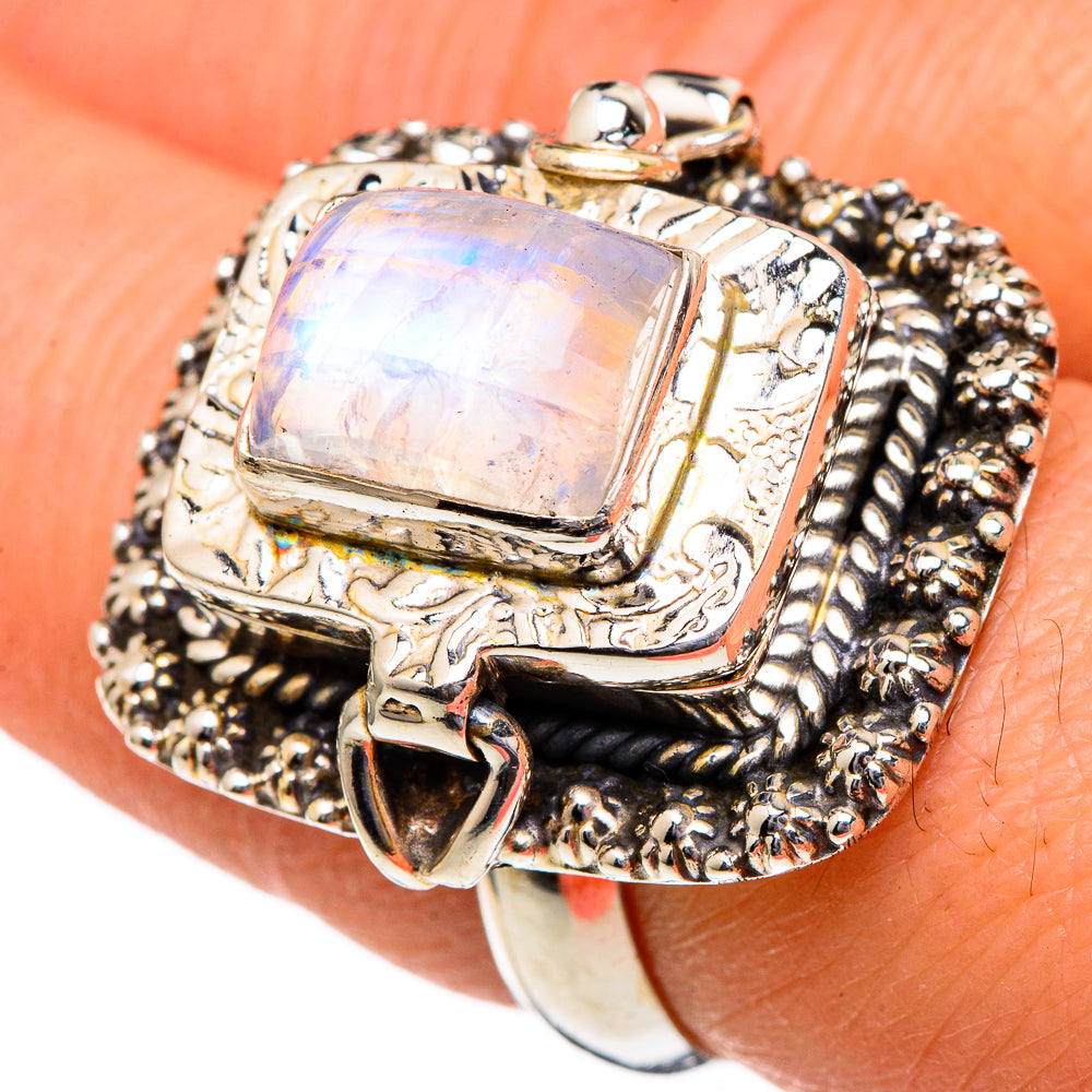 Rainbow Moonstone Rings handcrafted by Anasilvercos - RING96702