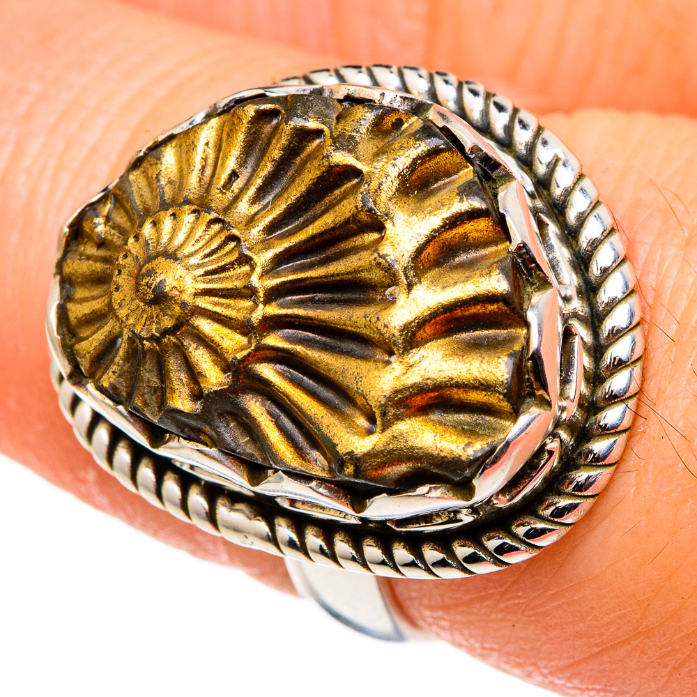 Pyrite Fossil Rings handcrafted by Anasilvercos - RING96745