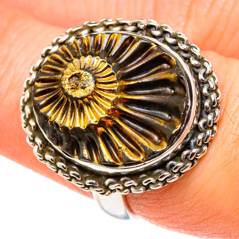 Pyrite Fossil Rings handcrafted by Anasilvercos - RING96775