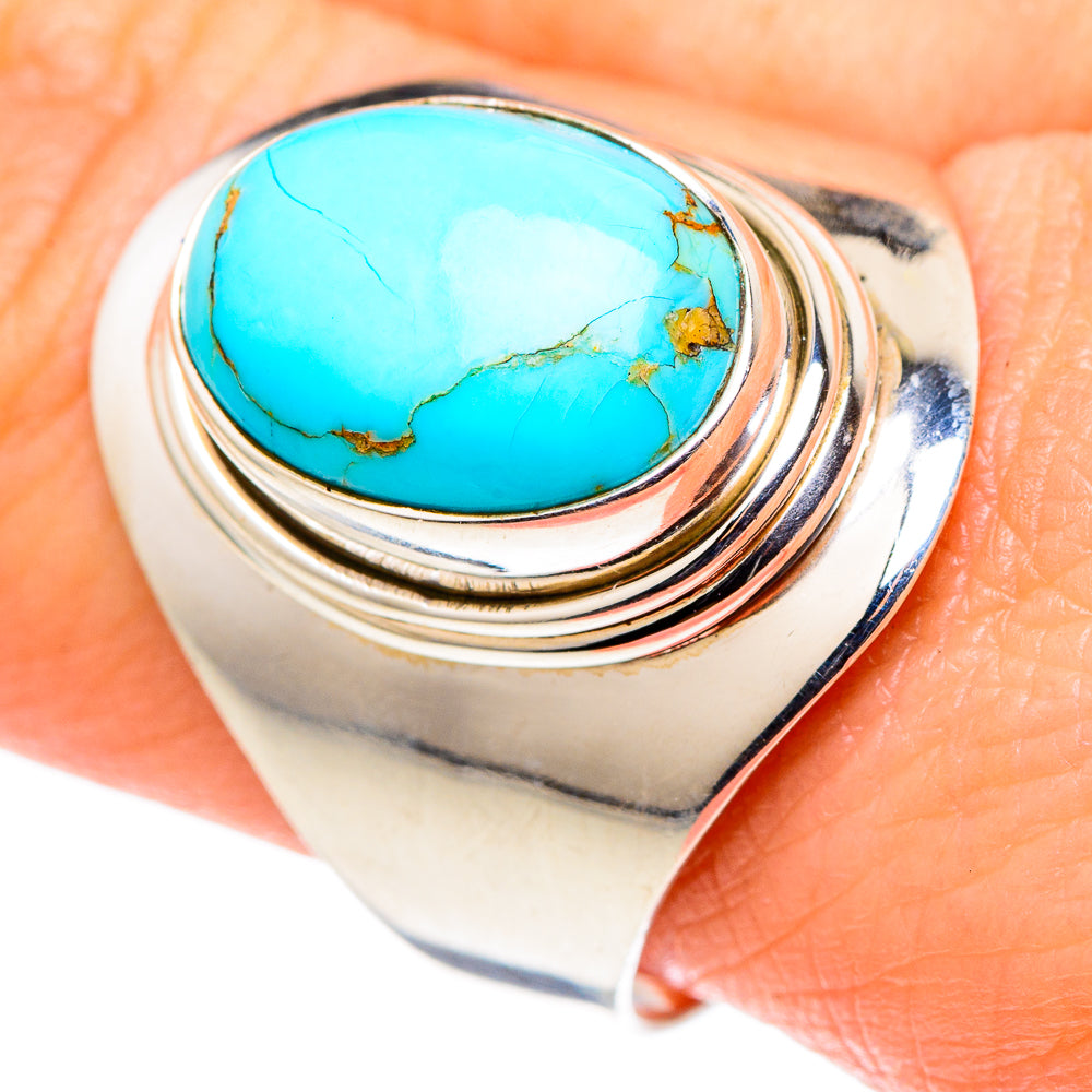 Blue Copper Composite Turquoise Rings handcrafted by Anasilvercos - RING96782