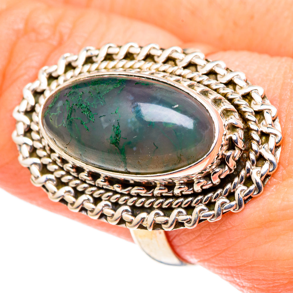 Green Moss Agate Rings handcrafted by Anasilvercos - RING96907