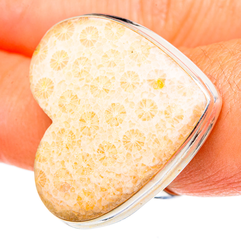 Fossil Coral Rings handcrafted by Anasilvercos - RING96943