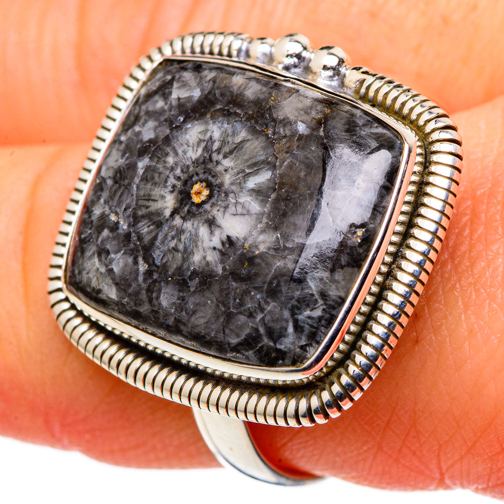 Moroccan Goniatite Fossil Rings handcrafted by Anasilvercos - RING96955