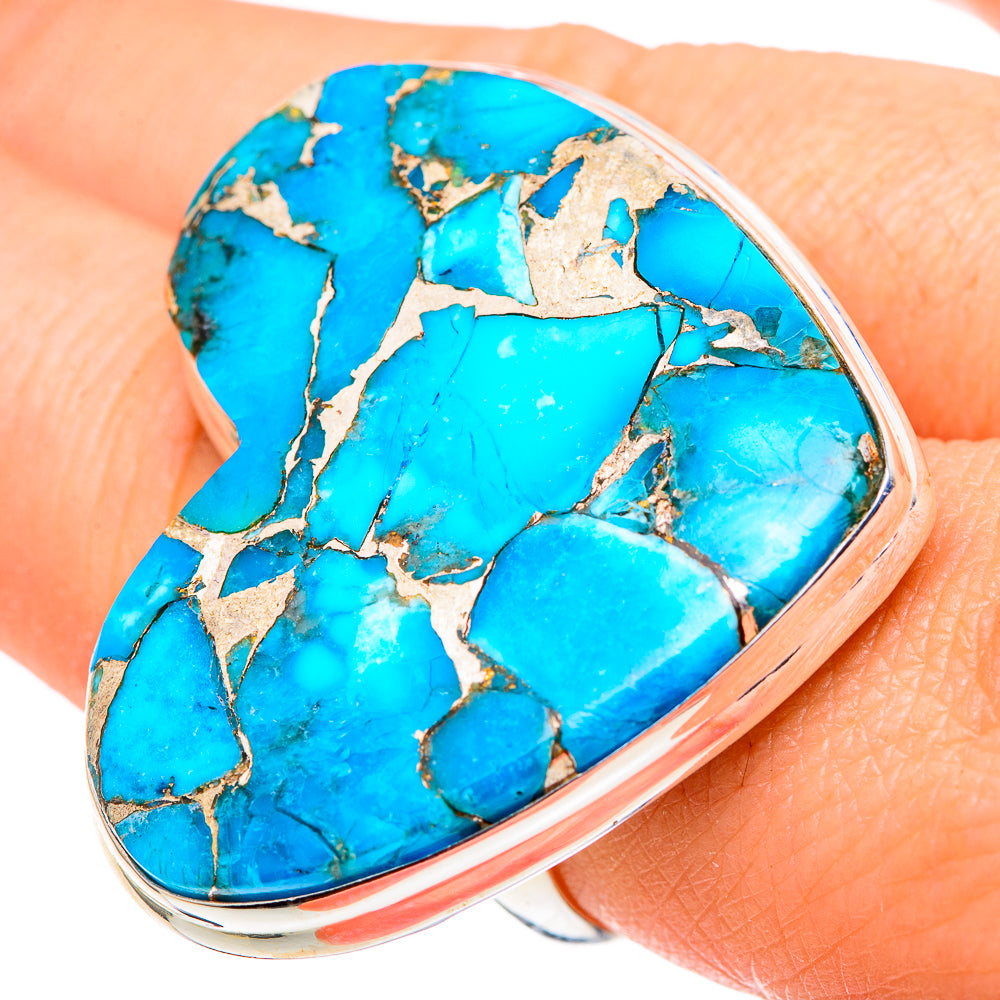 Blue Copper Composite Turquoise Rings handcrafted by Anasilvercos - RING96969