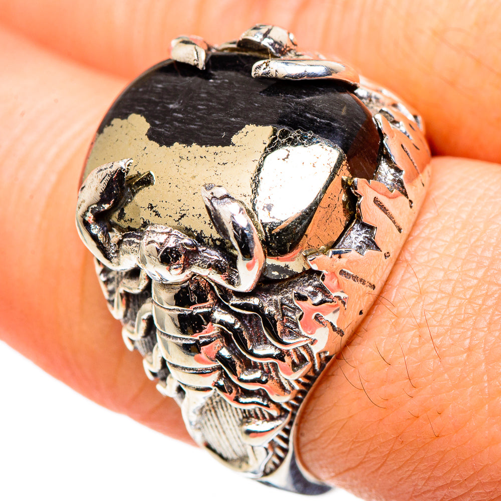 Pyrite In Black Onyx Rings handcrafted by Anasilvercos - RING97015