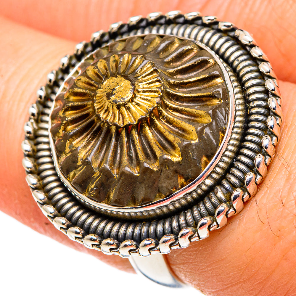 Pyrite Fossil Rings handcrafted by Anasilvercos - RING97029