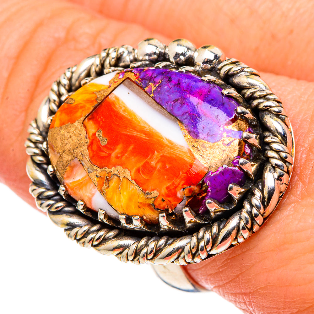 Spiny Oyster Turquoise Rings handcrafted by Anasilvercos - RING97038