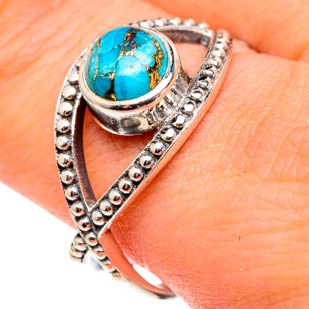 Blue Copper Composite Turquoise Rings handcrafted by Anasilvercos - RING97155
