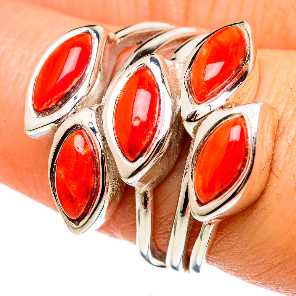 Mediterranean Red Coral Rings handcrafted by Anasilvercos - RING97202