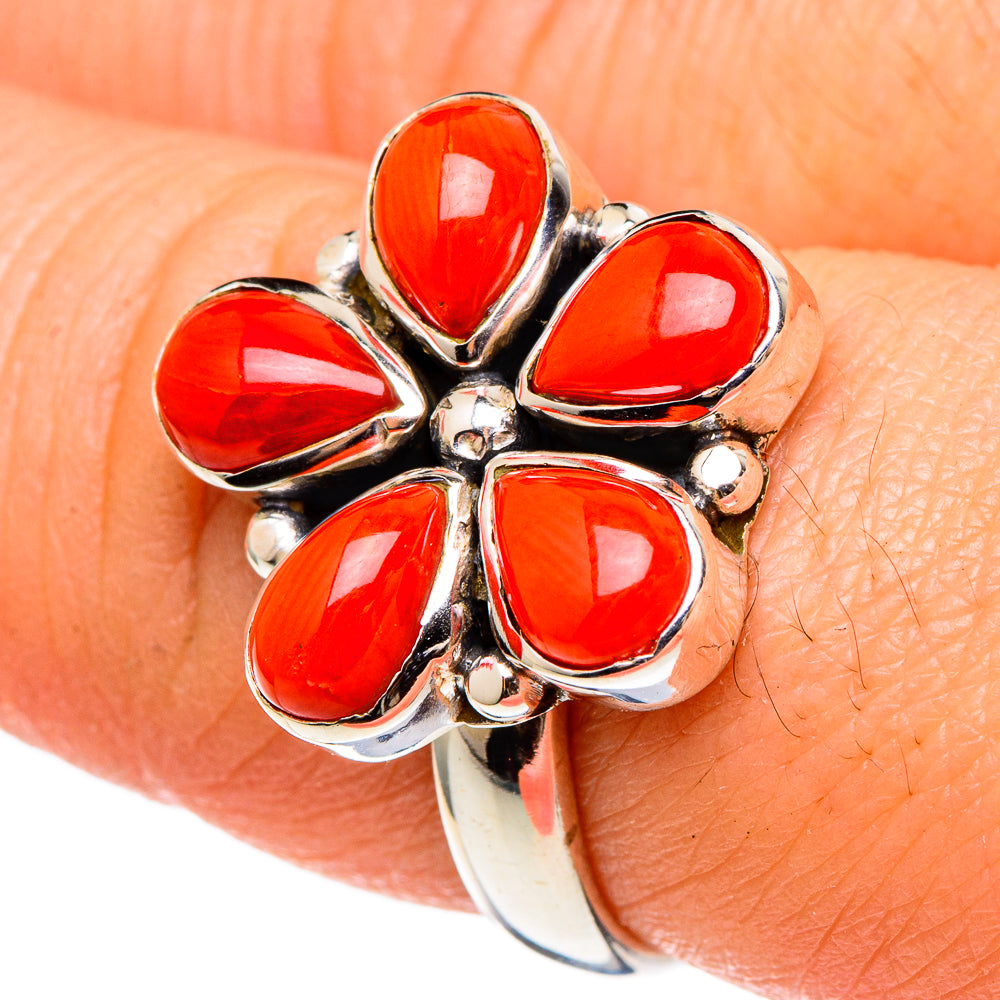 Mediterranean Red Coral Rings handcrafted by Anasilvercos - RING97203